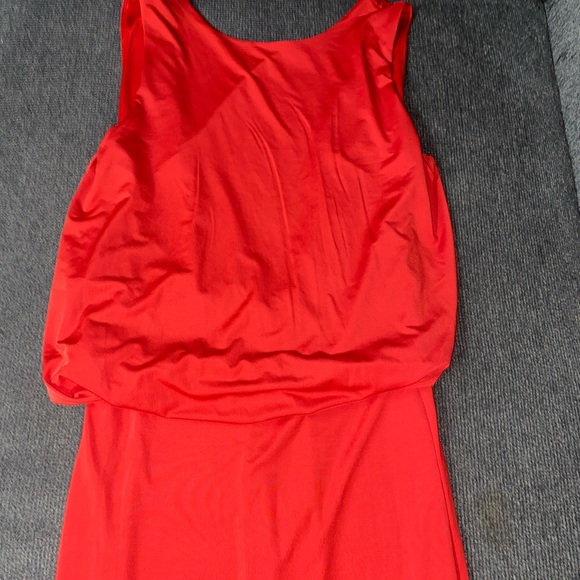Super sexy and comfortable Red maxi dress with low cut V open back, zip up - Picture 2 of 6